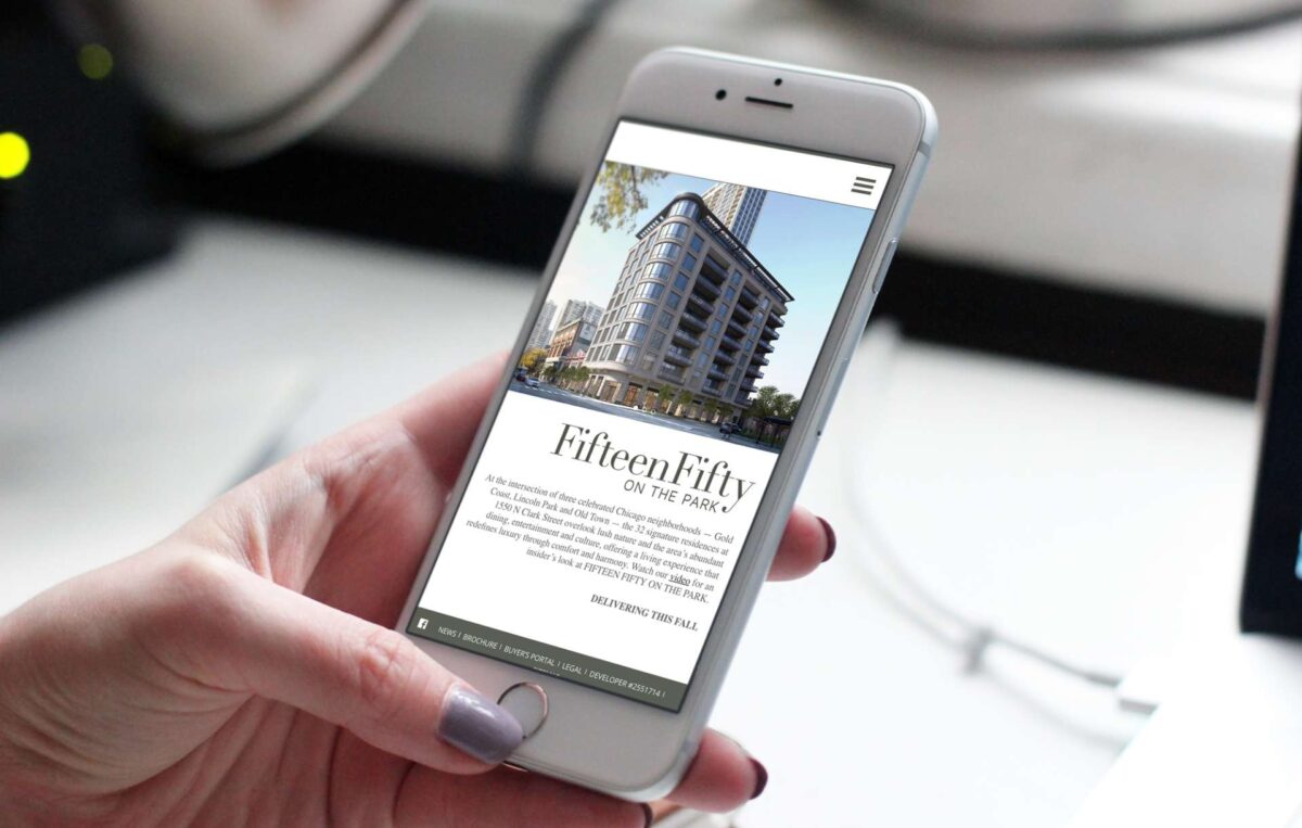 Mobile website design for real estate brand 1550 on the Park