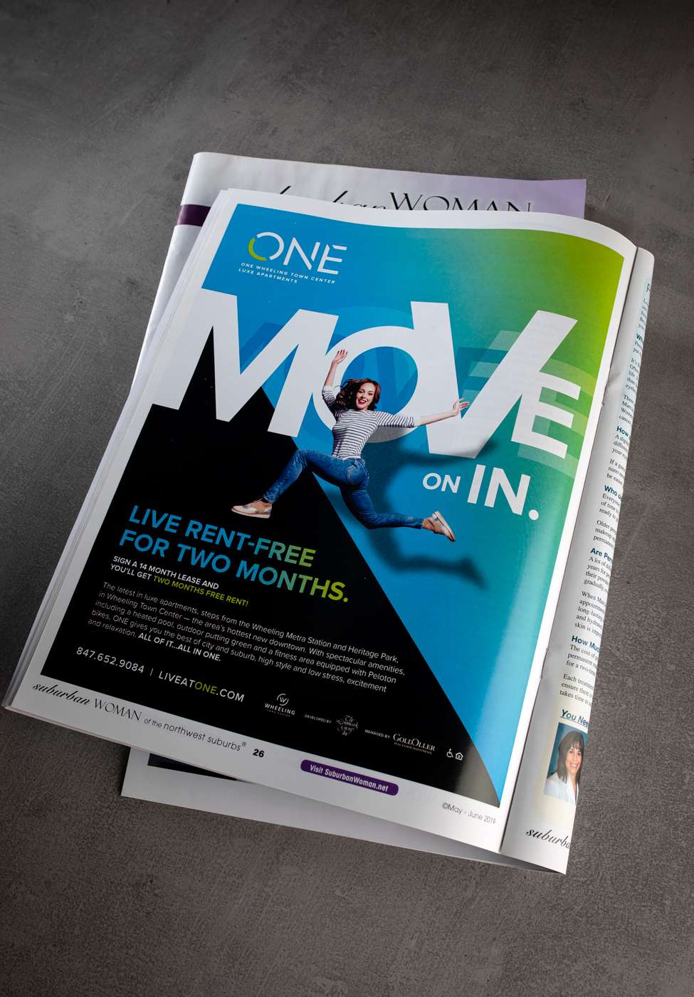 Print magazine ad created for ONE Wheeling Town Center using the MOVE creative campaign