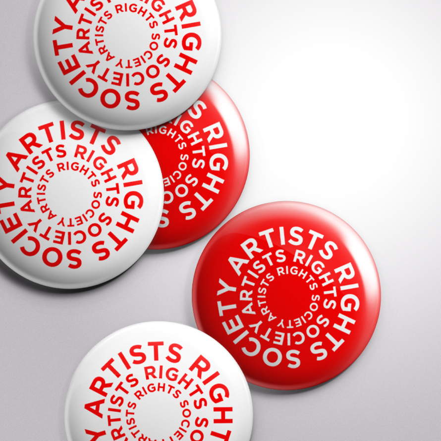 Artists Rights Society rebrand logo on buttons